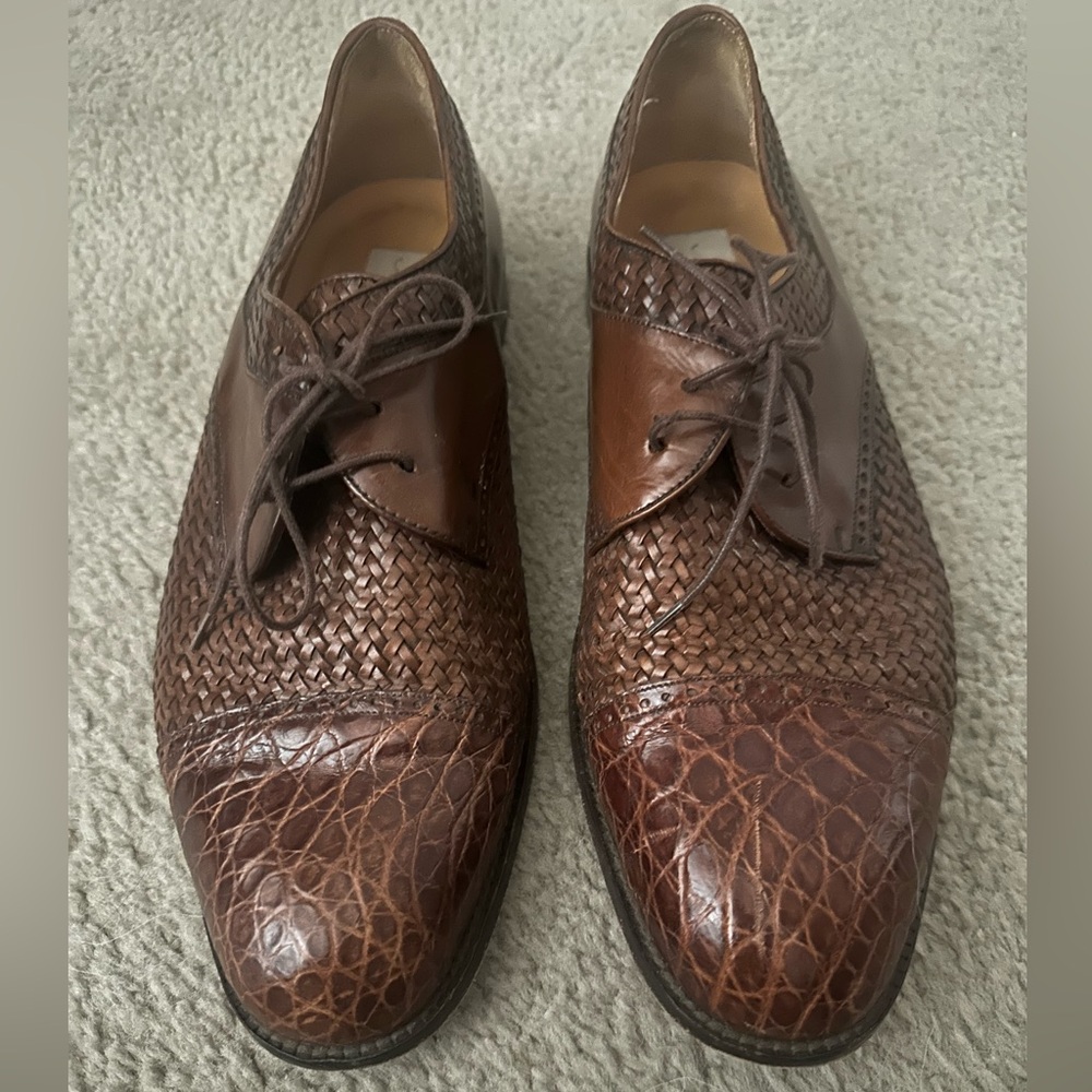 Men's Mezlan Brown Leather Lace Up Oxfords Shoes size 11 1/2